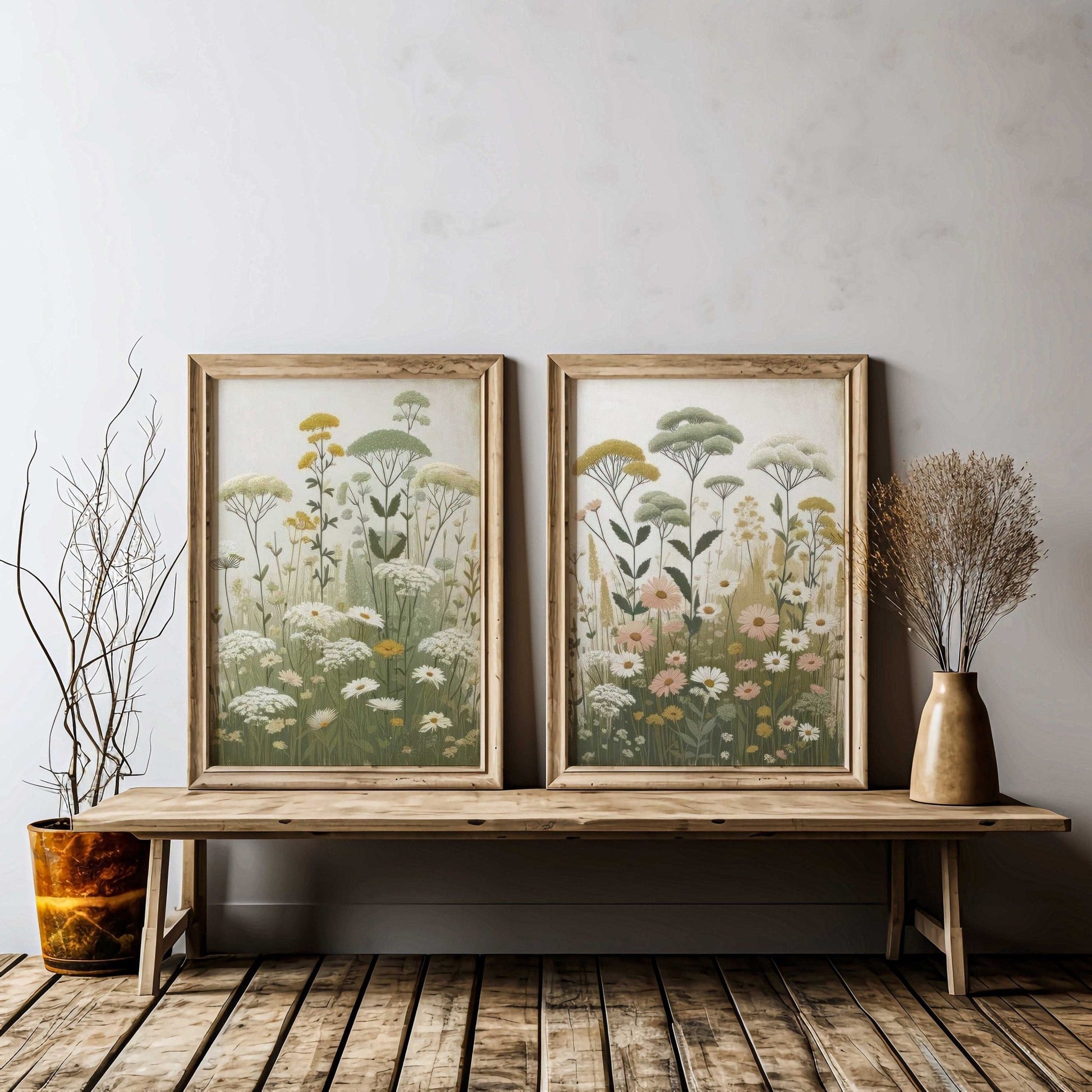 Wildflower Art Prints, Rustic Floral Decor, Vintage Botanical Wall Decor - WildfieldPrints