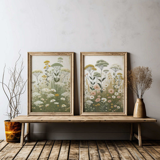 Wildflower Art Prints, Rustic Floral Decor, Vintage Botanical Wall Decor - WildfieldPrints
