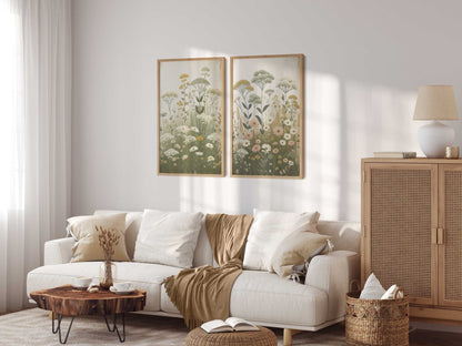 Wildflower Art Prints, Rustic Floral Decor, Vintage Botanical Wall Decor - WildfieldPrints