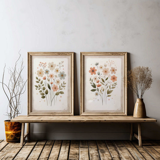 Wildflower Art Prints, Rustic Floral Decor, Vintage Flower Wall Art - WildfieldPrints