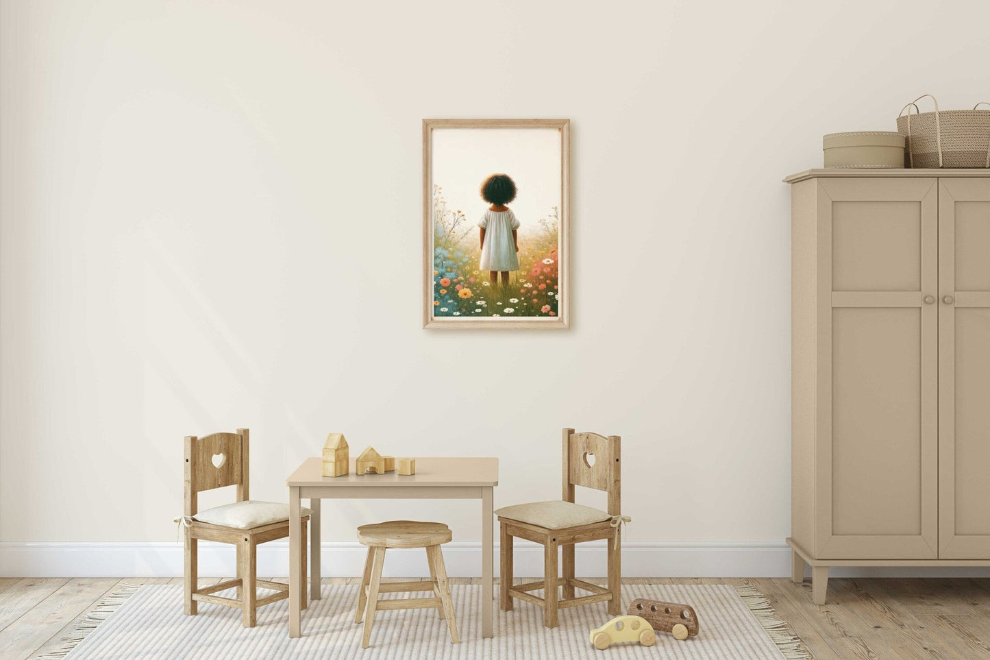Wildflower Field Art, Nursery Flower Decor, African Girl Print - WildfieldPrints
