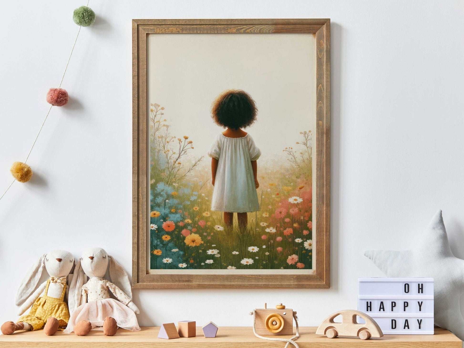 Wildflower Field Art, Nursery Flower Decor, African Girl Print - WildfieldPrints