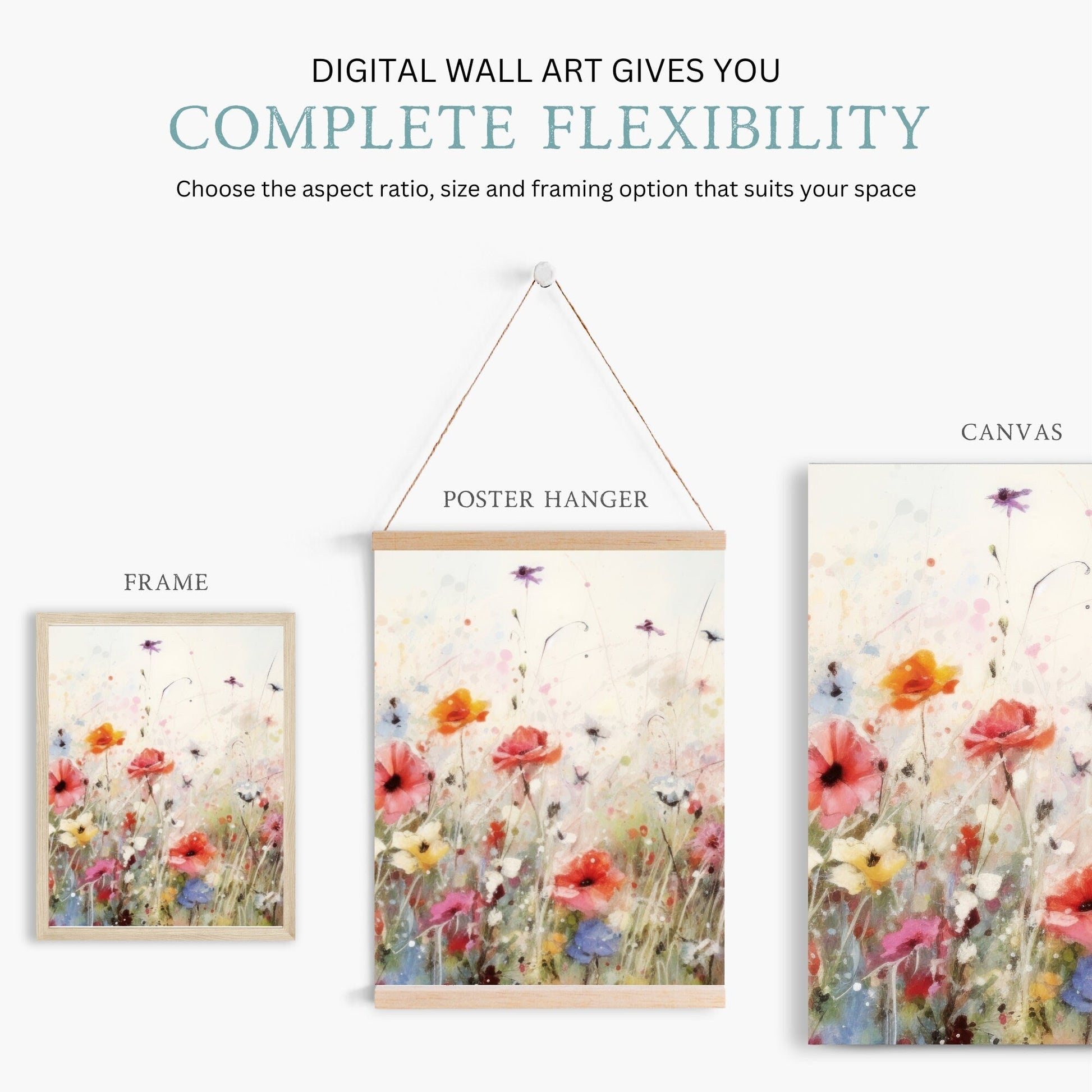 Wildflower Field Art, Watercolor Floral Decor, Vintage Flower Paintings - WildfieldPrints