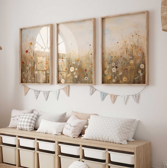 Wildflower Field Print, Floral Farmhouse Decor, Flower Meadow Art - WildfieldPrints