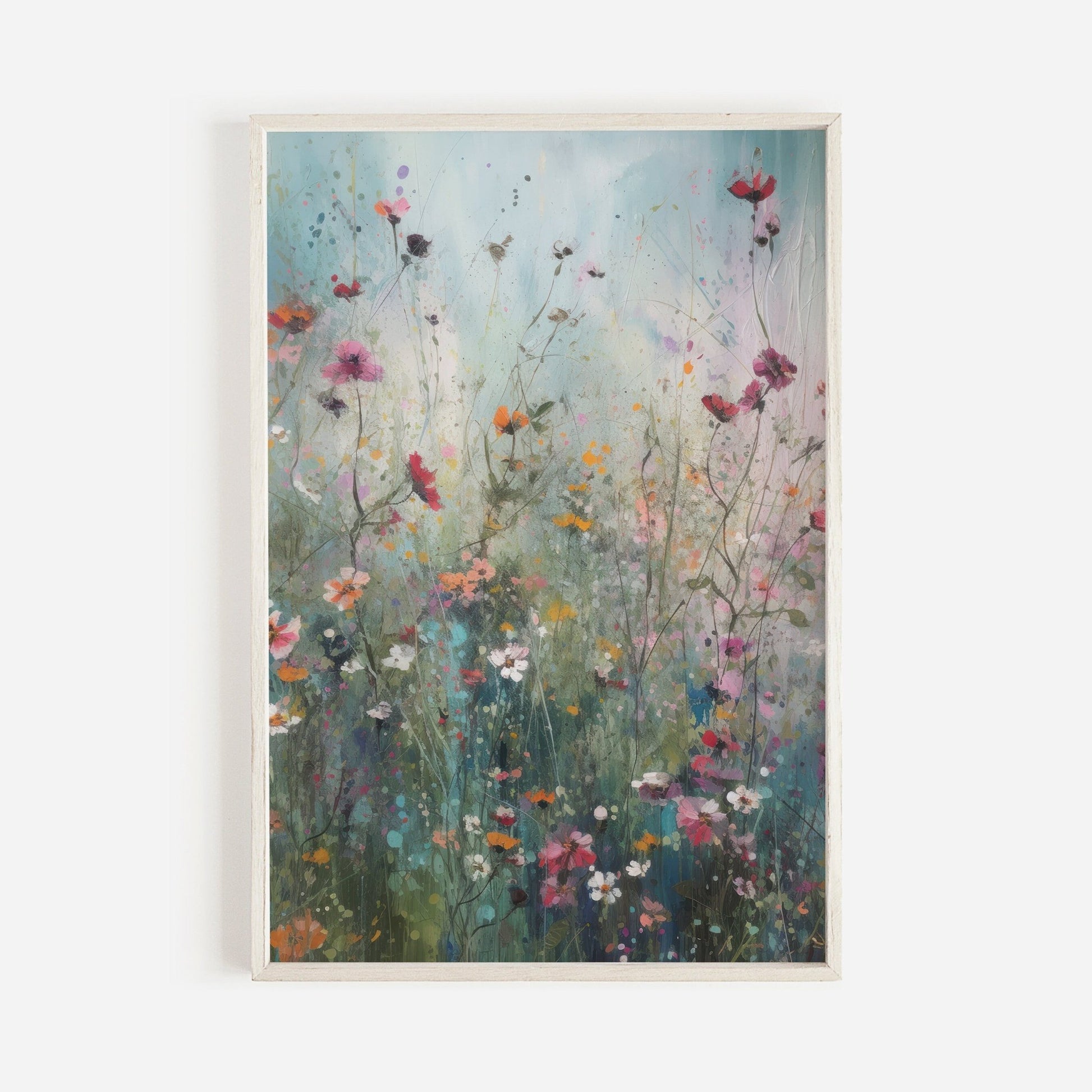 Wildflower Field Print, Vintage Floral Decor, Meadow Wall Art - WildfieldPrints