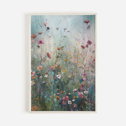 Wildflower Field Print, Vintage Floral Decor, Meadow Wall Art - WildfieldPrints