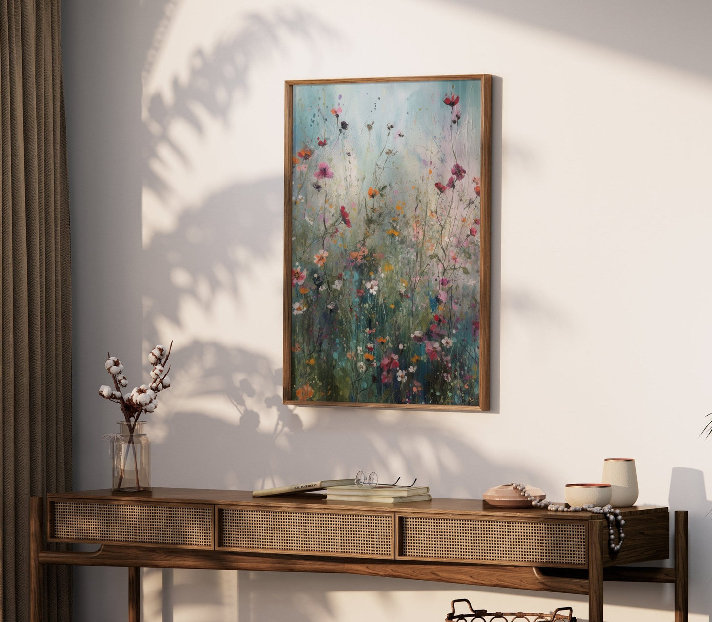 Wildflower Field Print, Vintage Floral Decor, Meadow Wall Art - WildfieldPrints