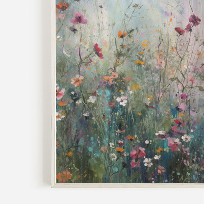 Wildflower Field Print, Vintage Floral Decor, Meadow Wall Art - WildfieldPrints