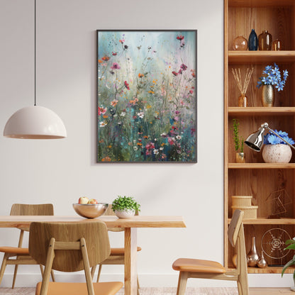 Wildflower Field Print, Vintage Floral Decor, Meadow Wall Art - WildfieldPrints