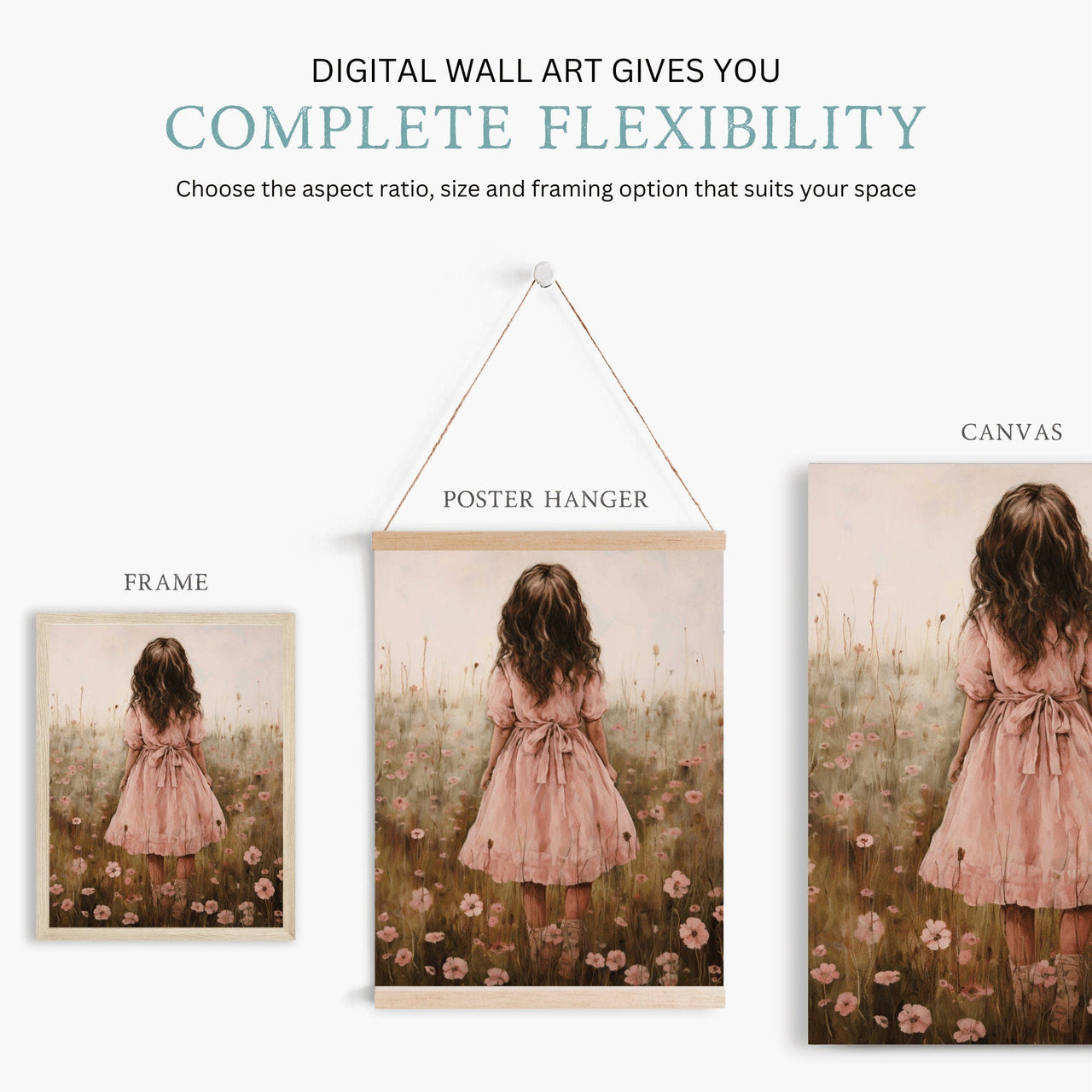 Wildflower Field Wall Art – Floral Nursery Print for Girls Room