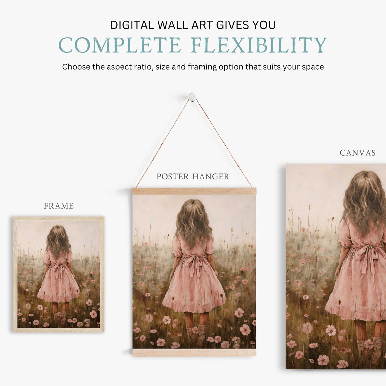 Wildflower Field Wall Art – Floral Girls Room Print