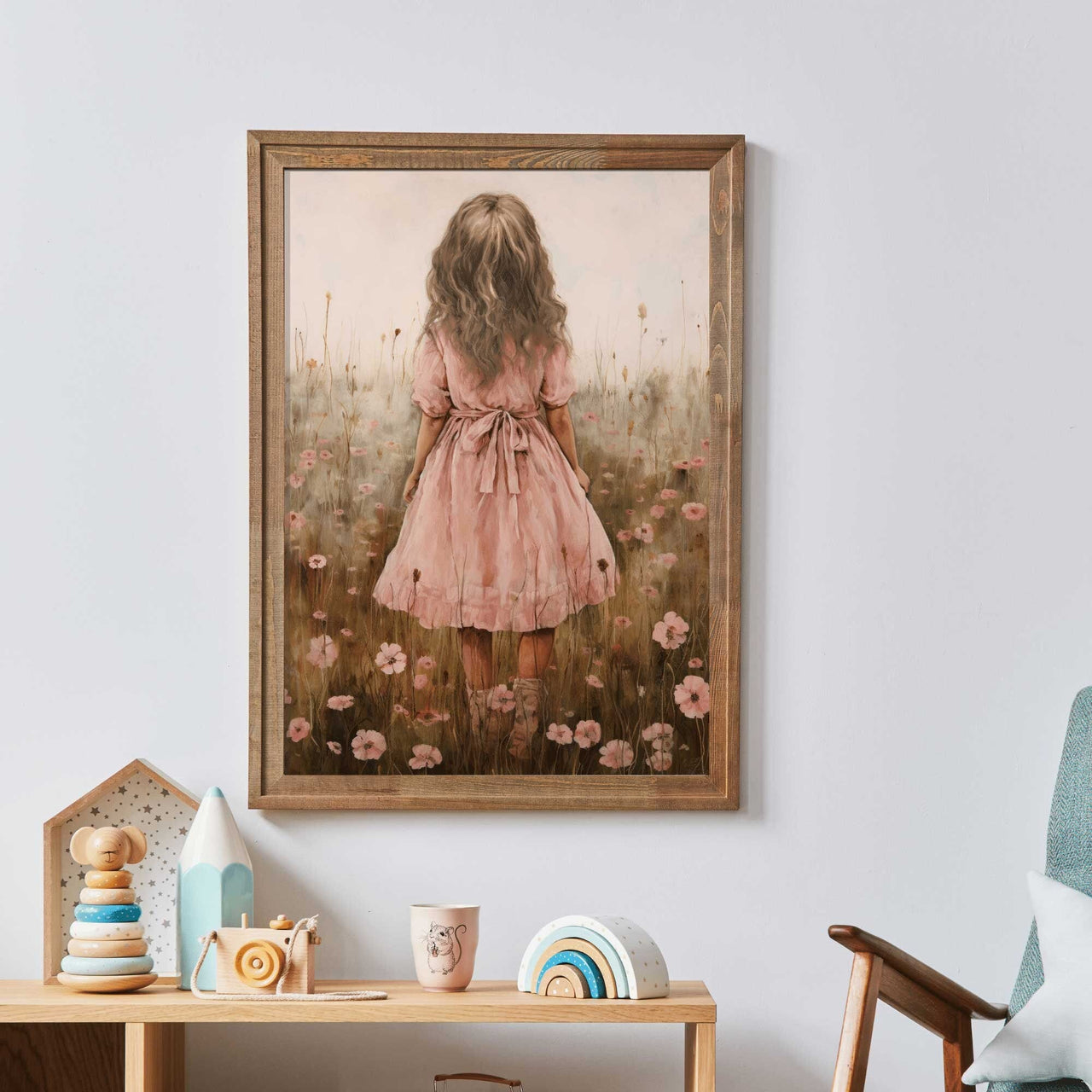 Wildflower Field Wall Art – Floral Girls Room Print