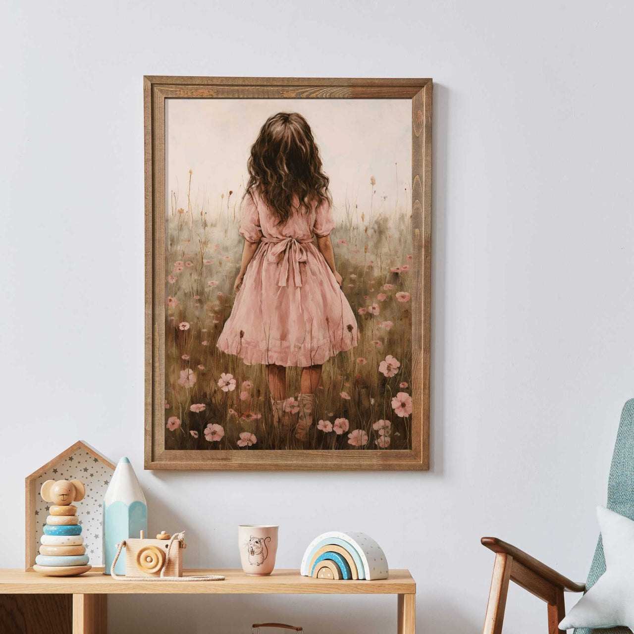 Wildflower Field Wall Art – Floral Nursery Print for Girls Room
