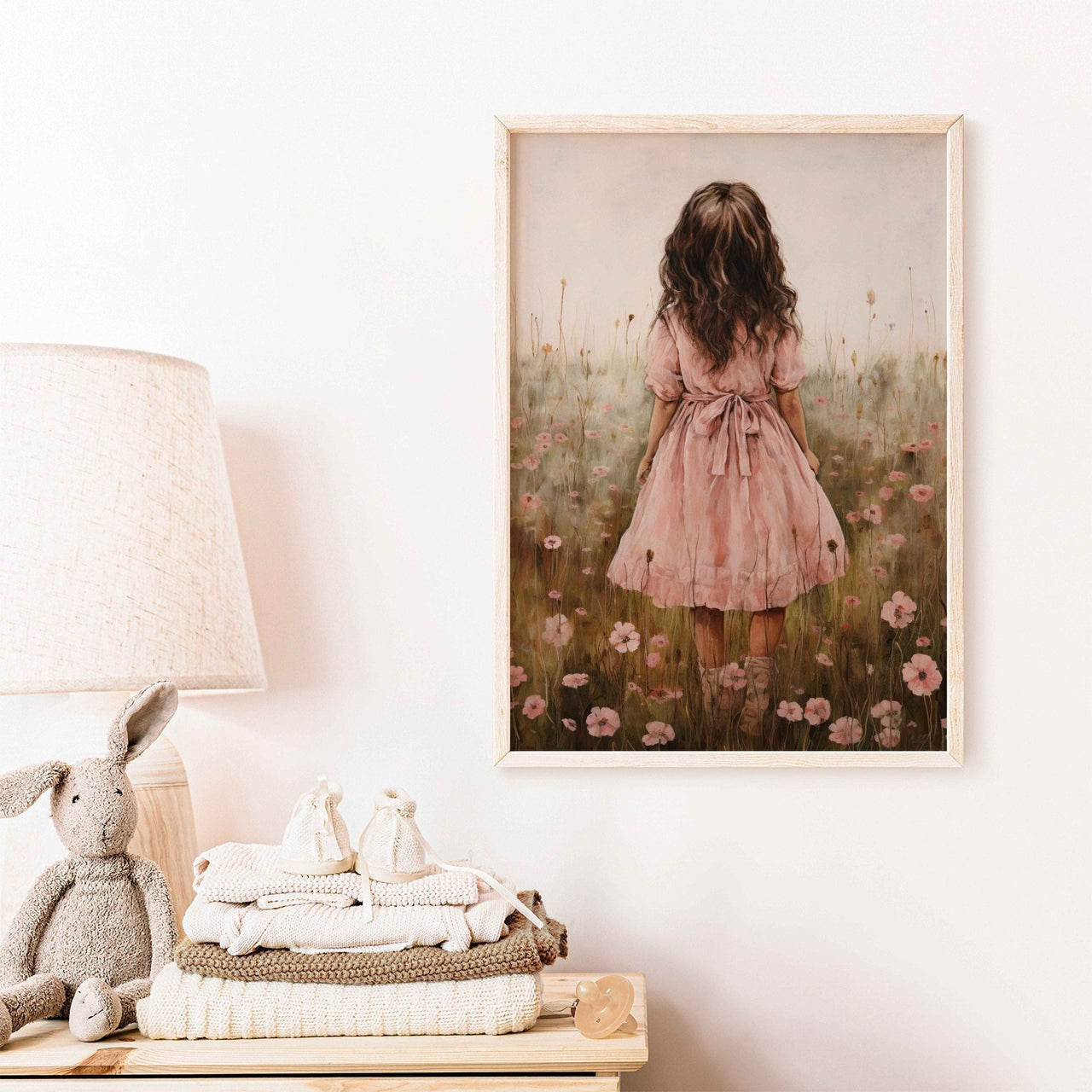 Wildflower Field Wall Art – Floral Nursery Print for Girls Room