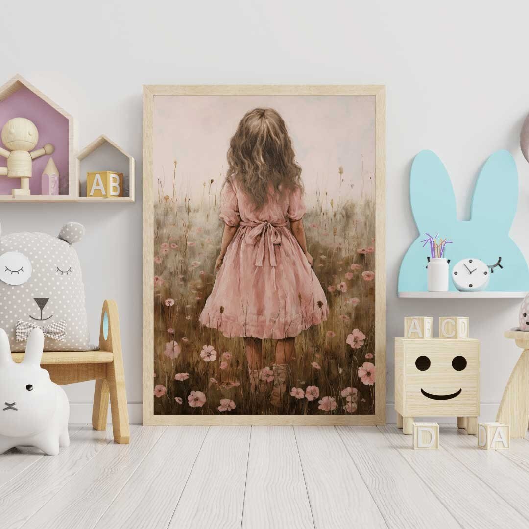 Wildflower Field Wall Art – Floral Girls Room Print