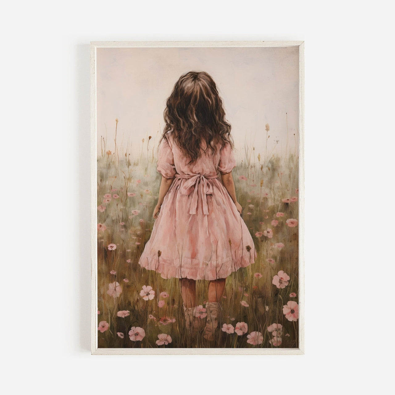 Wildflower Field Wall Art – Floral Nursery Print for Girls Room