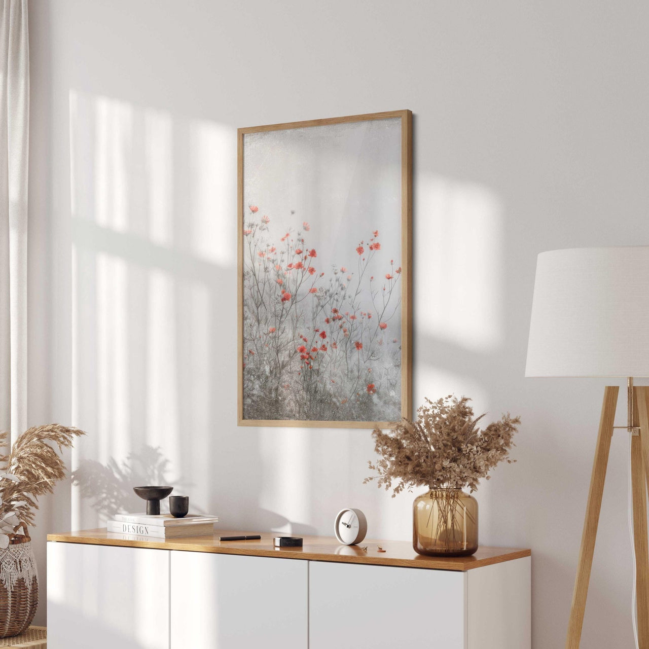 Red Wildflowers Wall Art – Floral Nursery Print