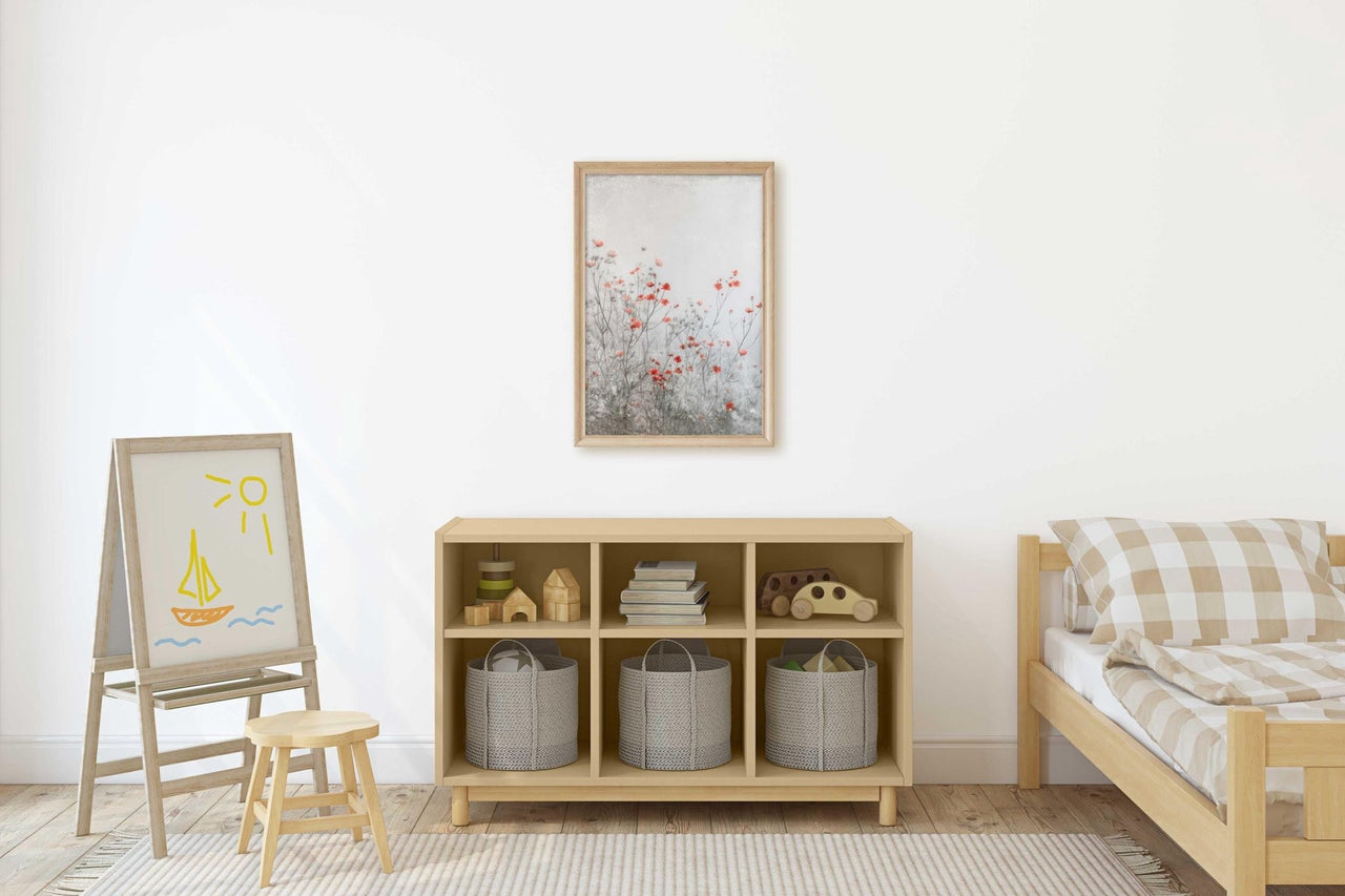 Red Wildflowers Wall Art – Floral Nursery Print