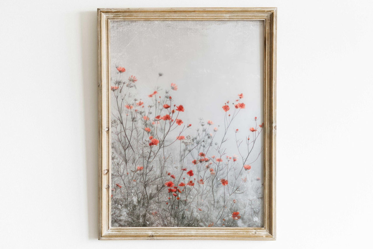 Red Wildflowers Wall Art – Floral Nursery Print