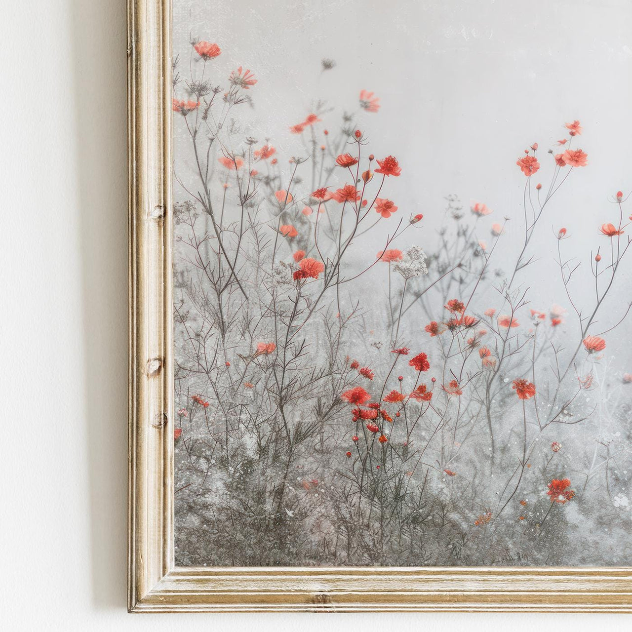 Red Wildflowers Wall Art – Floral Nursery Print