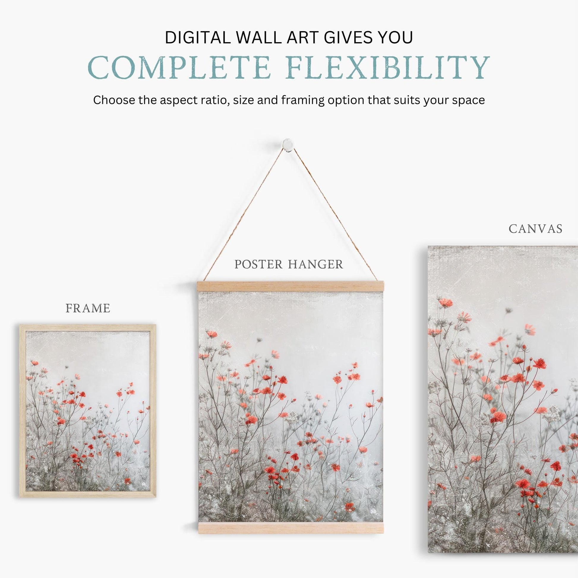 Wildflower Field Prints, Rustic Floral Wall Decor, Botanical Art - WildfieldPrints