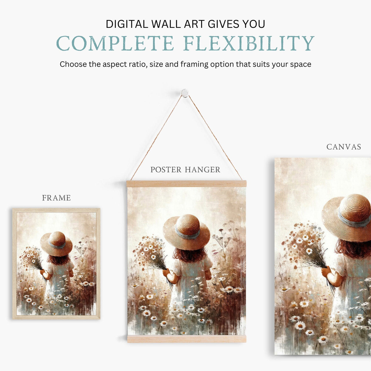 Wildflower Field Wall Art – Floral Girls Room Print