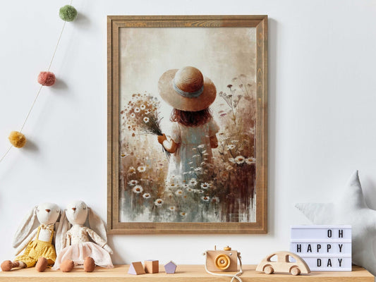 Wildflower Field Prints, Rustic Girl's Room Decor, Vintage Nursery Art - WildfieldPrints