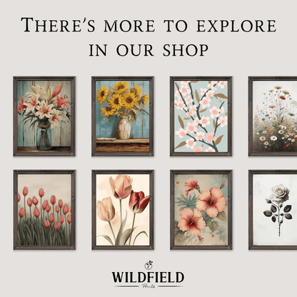 Wildflower Field Prints, Vintage Flower Meadow Decor, Floral Wall Art - WildfieldPrints