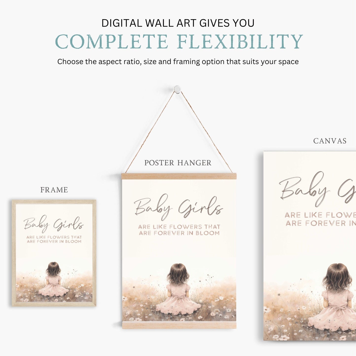 Wildflower Meadow Nursery Quote Art, Charming Baby Girl Decor - WildfieldPrints