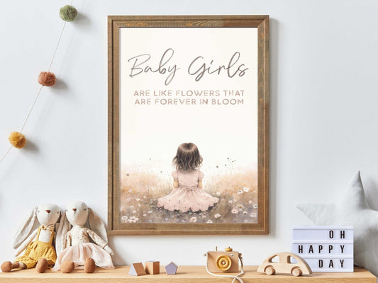 Wildflower Meadow Nursery Quote Art, Charming Baby Girl Decor - WildfieldPrints