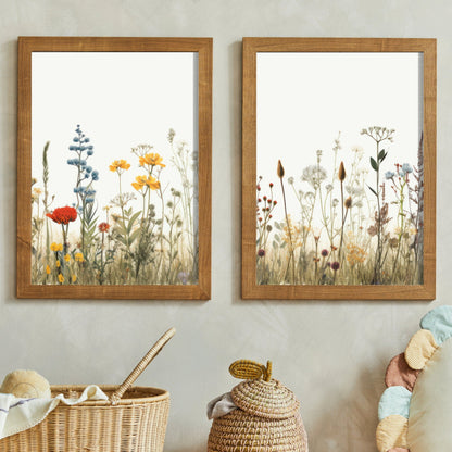 Wildflower Meadow Prints, Minimalist Floral Decor, Nature Wall Art - WildfieldPrints