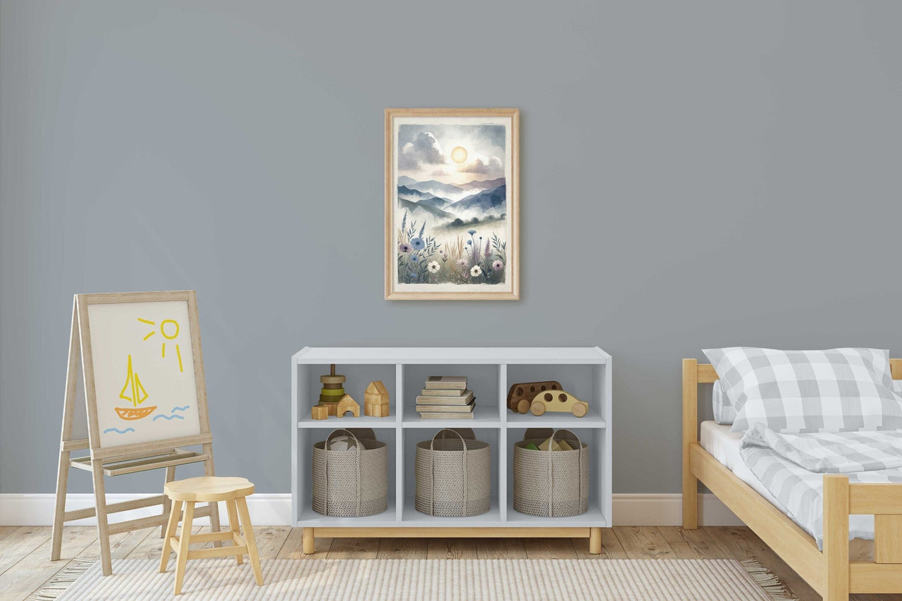 Wildflower Mountain Wall Art – Nature Girls Room Print