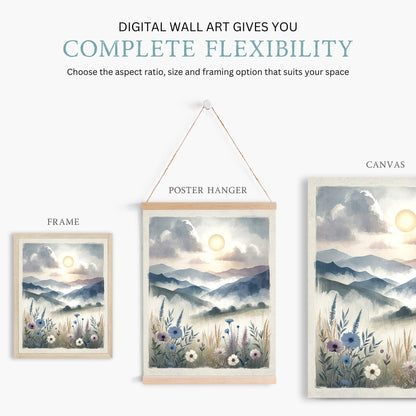 Wildflower & Mountain Prints, Rustic Nursery Decor, Nature Artwork - WildfieldPrints