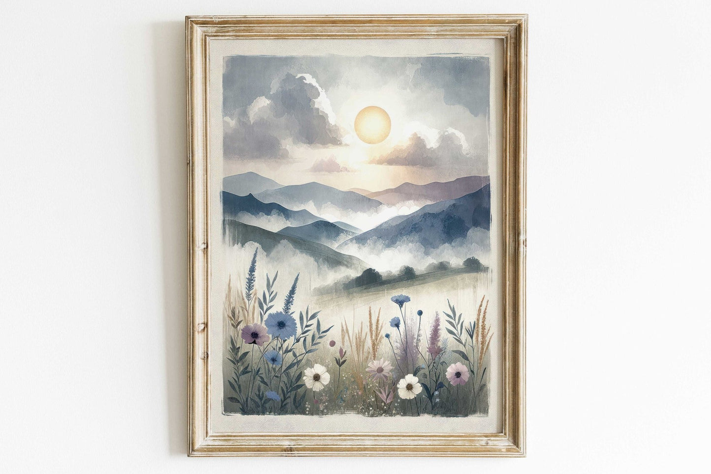 Wildflower & Mountain Prints, Rustic Nursery Decor, Nature Artwork - WildfieldPrints
