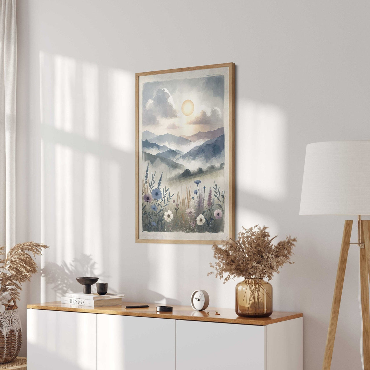 Wildflower Mountain Wall Art – Nature Girls Room Print