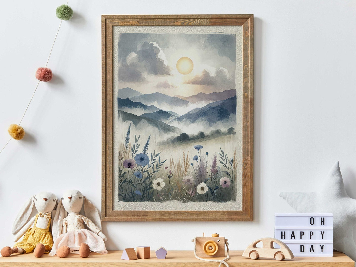 Wildflower & Mountain Prints, Rustic Nursery Decor, Nature Artwork - WildfieldPrints