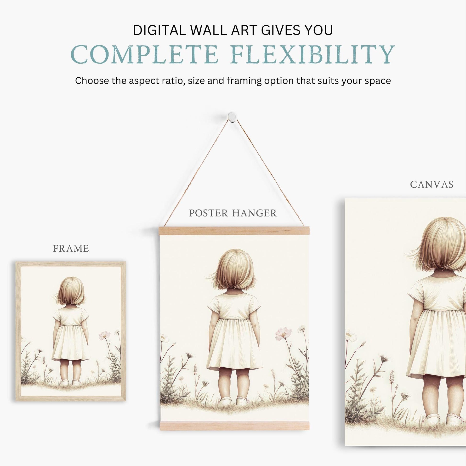 Wildflower Nursery Decor, Floral Girls Room Art, Portrait Print - WildfieldPrints