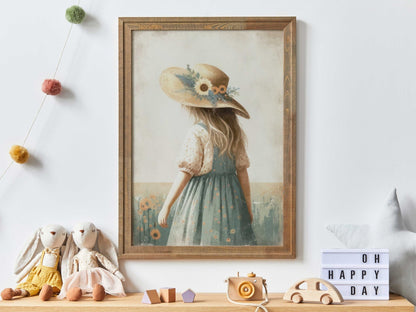 Wildflower Nursery Decor, Girly Wall Art, Toddler Girl with Flowers - WildfieldPrints