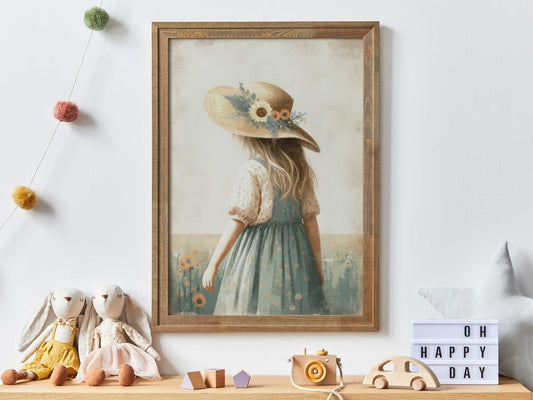 Wildflower Nursery Decor, Girly Wall Art, Toddler Girl with Flowers - WildfieldPrints