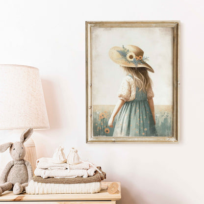 Wildflower Nursery Decor, Girly Wall Art, Toddler Girl with Flowers - WildfieldPrints
