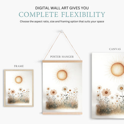 Wildflower Nursery Decor, Rustic Floral Art Print, Minimalist Wall Decor - WildfieldPrints