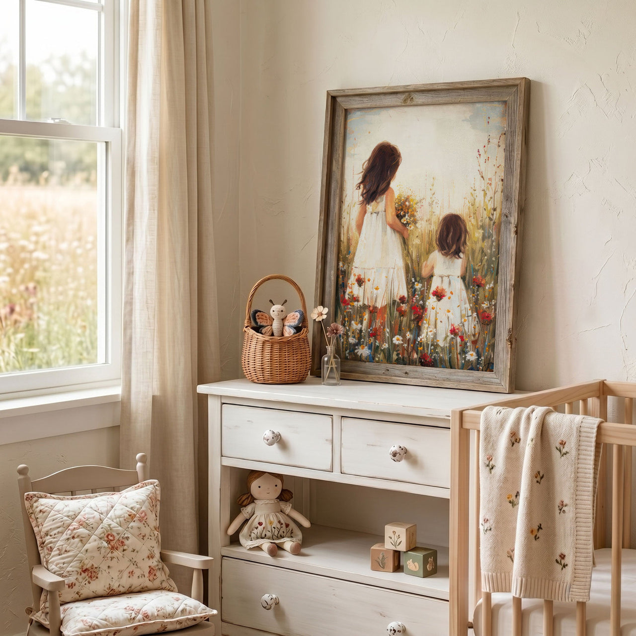 Wildflower Nursery Print – Floral Girls Room Wall Art