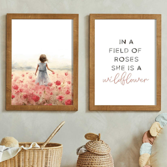Wildflower Nursery Print, Inspirational Girl Room Decor, Floral Art - WildfieldPrints