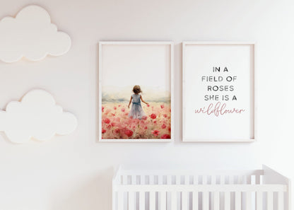 Wildflower Nursery Print, Inspirational Girl Room Decor, Floral Art - WildfieldPrints