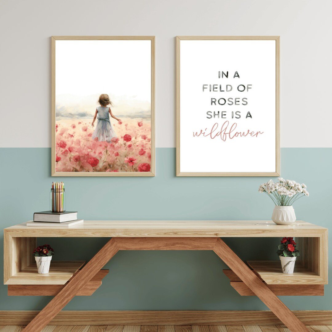 Wildflower Nursery Print, Inspirational Girl Room Decor, Floral Art - WildfieldPrints