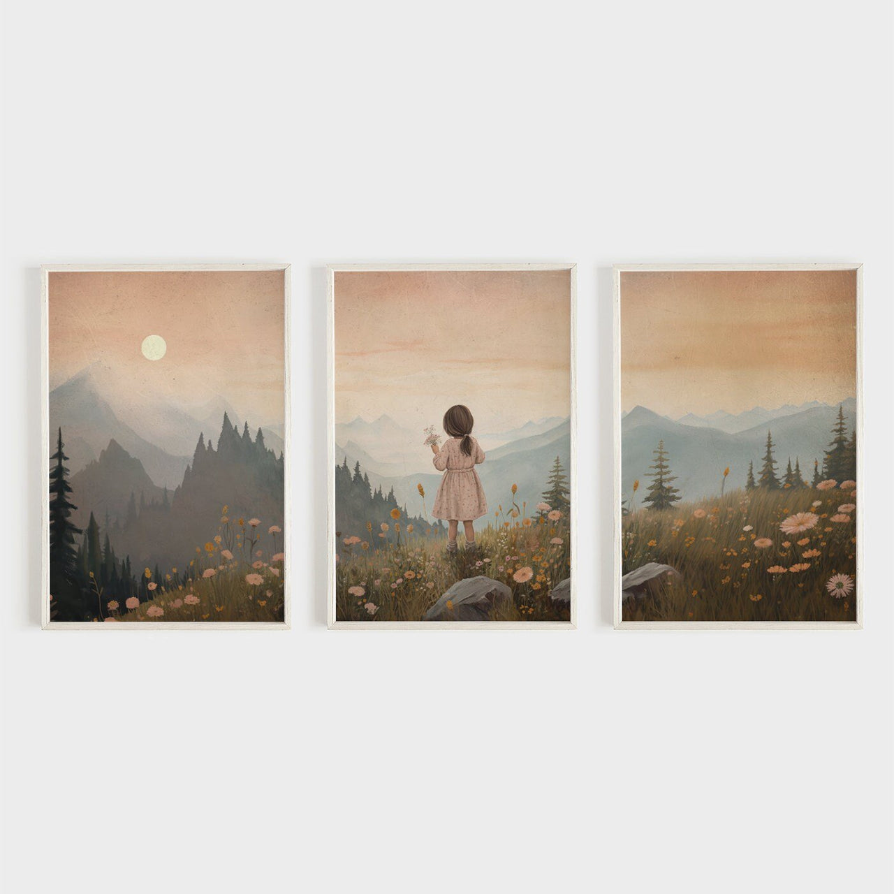 Wildflower Print – Floral Girls Room Wall Art • Set of 3