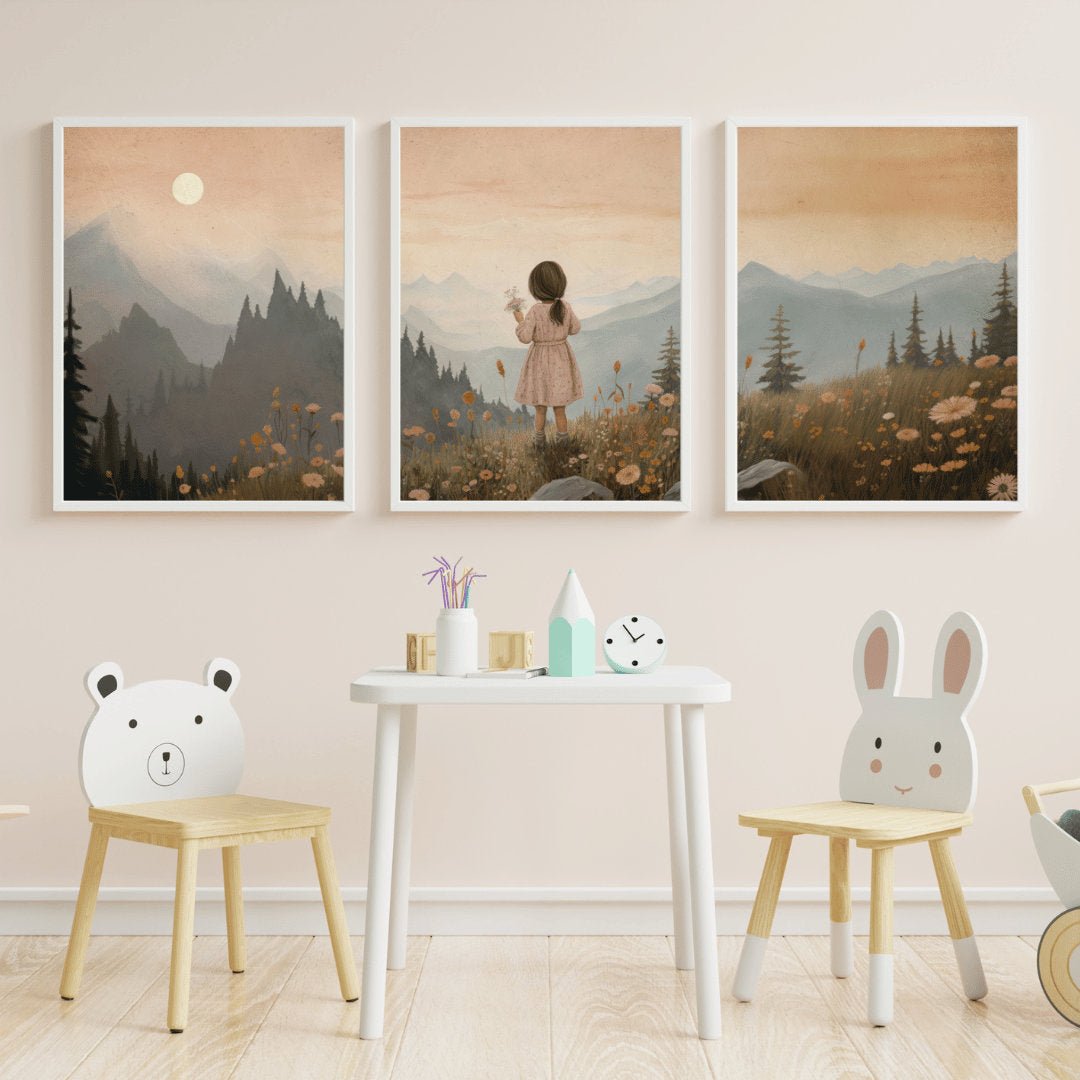 Wildflower Print – Floral Girls Room Wall Art • Set of 3