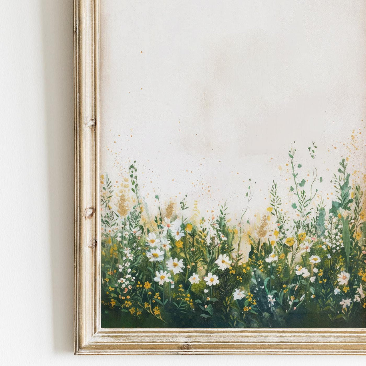 White and Yellow Wildflowers Wall Art – Floral Nursery Print
