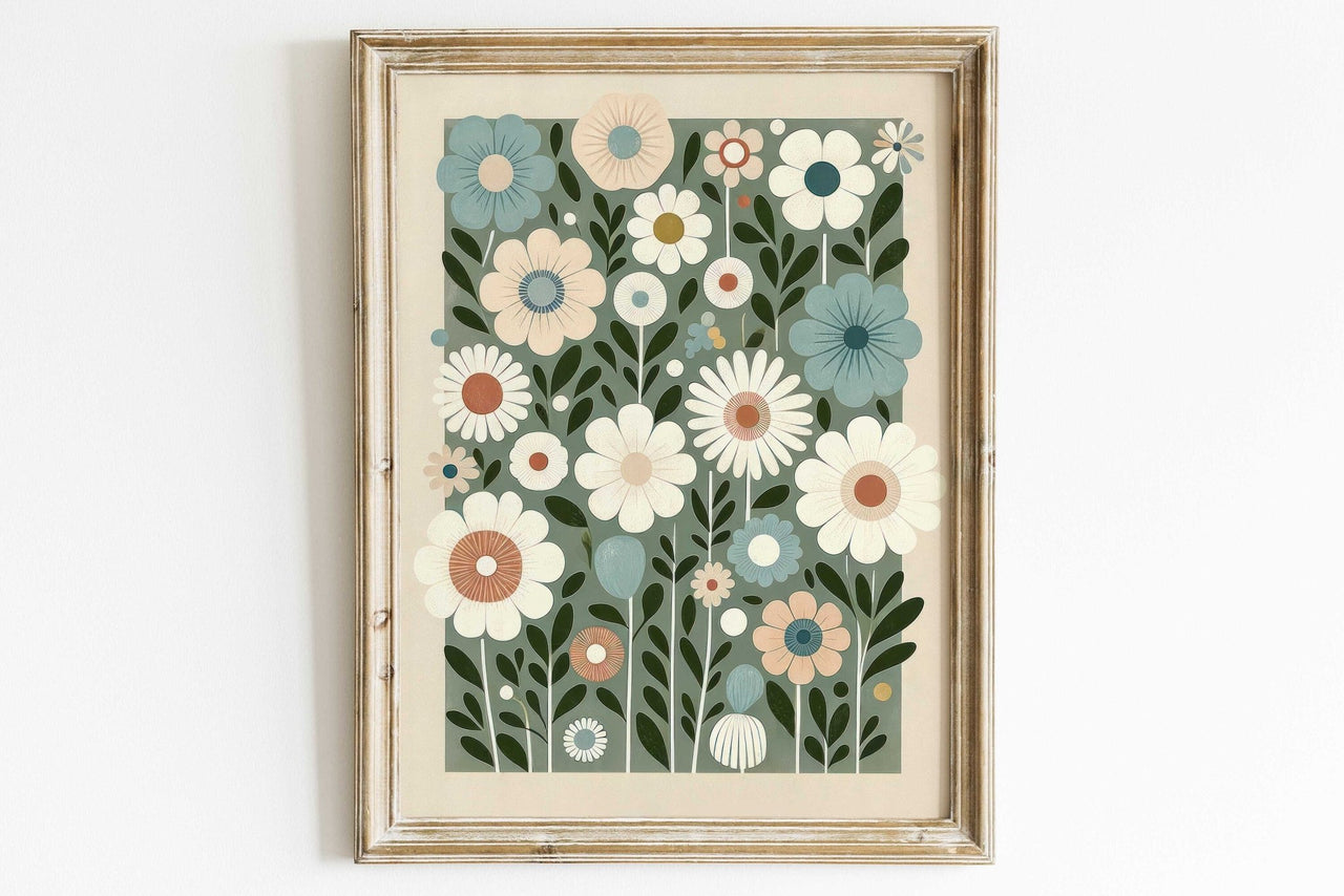 Whimsical Floral Wall Art – Flower Kids Room Print