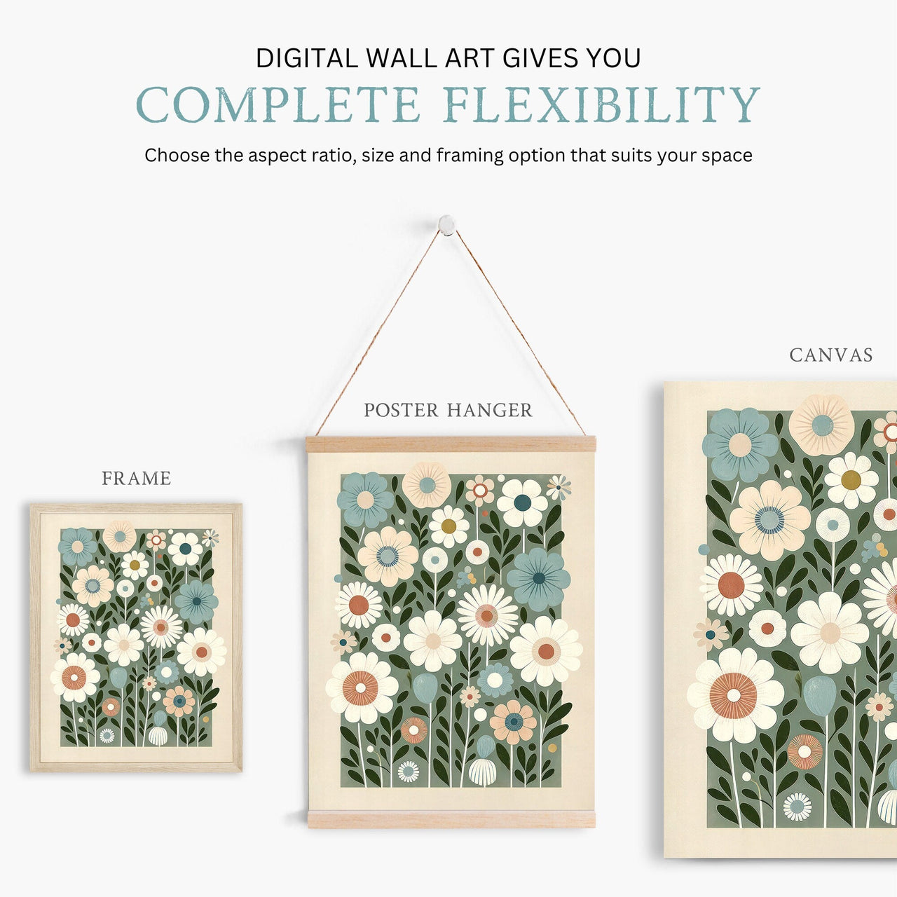 Whimsical Floral Wall Art – Flower Kids Room Print